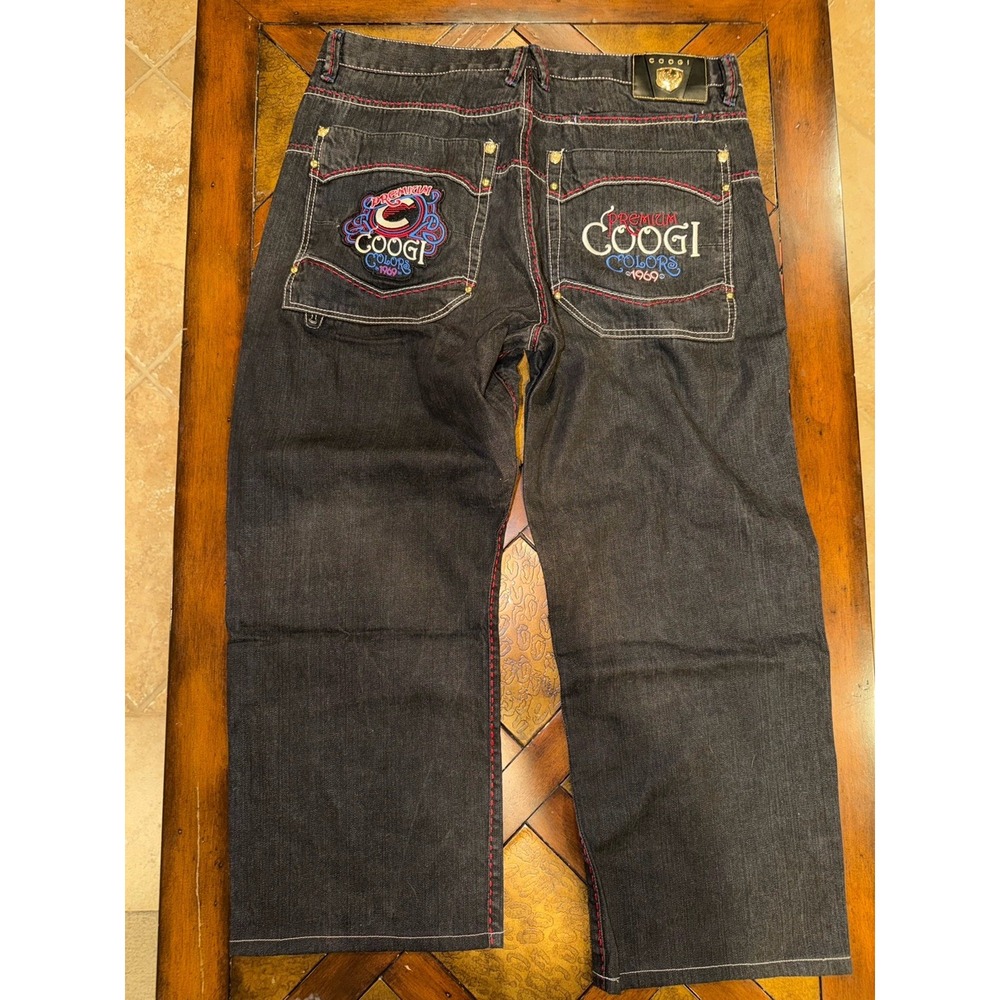 Vintage Coogi Black Jeans Embroidered Mens Y2K Baggy 38x30